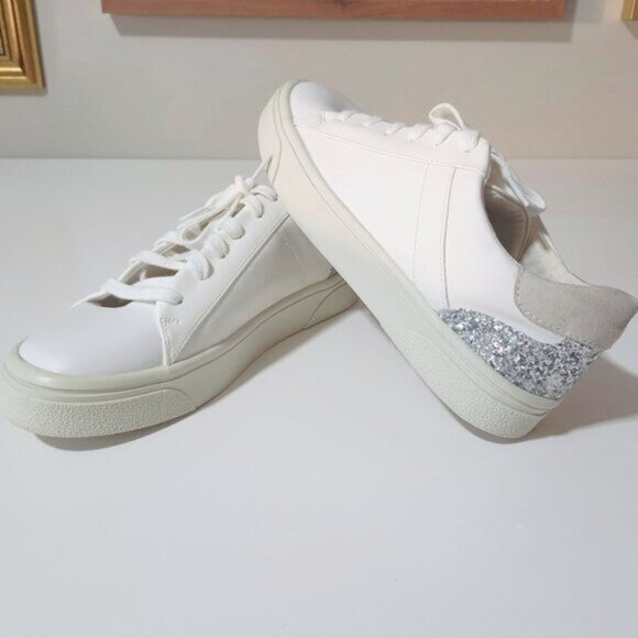 NWT Zara white glittery lace up sneakers US 10 - Picture 9 of 15